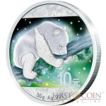 CHINA FROZEN PANDA series AURORA 2016 Silver Coin ¥10 Yuan Rhodium Plating UV Special printing 30 grams